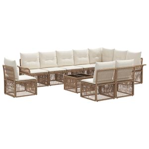 vidaXL Gartensofa-set 11 stk. Beige Poly-Rattan