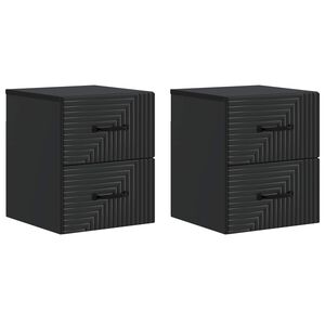 vidaXL Wandmontierter Nachttisch 2 stk. Schwarz 34,5 x 33 x 40 cm