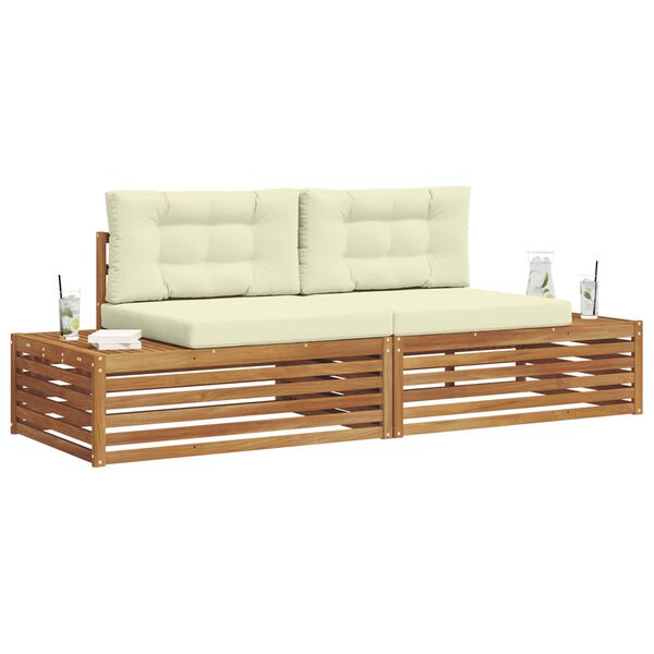 vidaXL Outdoor-Sofagarnitur mit Kissen 2 St&uuml;ck Natur und Creme