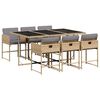 vidaXL 7-tlg. Garten-Essgruppe mit Kissen Beigemischung Poly Rattan