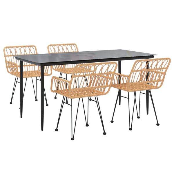 vidaXL 5-tlg. Garten-Essgruppe Poly Rattan