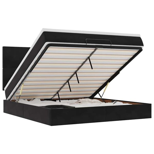 vidaXL Ottoman-Bett mit Matratzen Schwarz 160x200 cm Samt