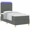 vidaXL LED Boxspringbett mit Matratze Dunkelgrau 100 x 200 cm Stoff