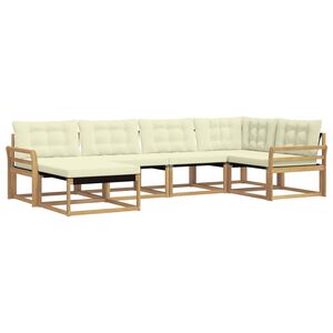 vidaXL Outdoor-Sofagarnitur 6 stk. Wei&szlig; und Creme Massivholz Akazie