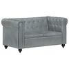 vidaXL Chesterfield-Sofa 2-Sitzer Grau Echtleder