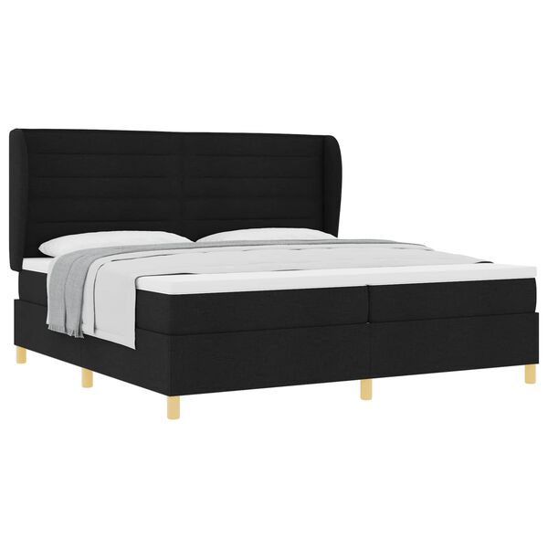 vidaXL Boxspringbett mit Matratze Dunkelgrau 90x190 cm Schwarz Stoff