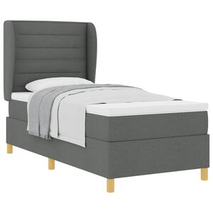 vidaXL Boxspringbett mit Matratze Dunkelgrau 200 x 80 cm Stoff