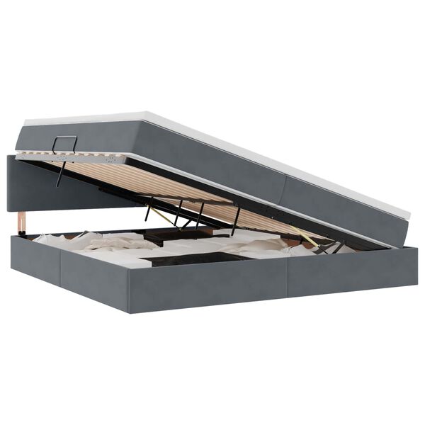 vidaXL Bett mit Stauraum und LED mit LED Dunkelgrau 200 x 200 cm Samt