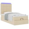 vidaXL Ottoman-Bett mit Matratze & LEDs Creme 100x200 cm Stoff