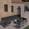 vidaXL 10-tlg. Garten-Lounge-Set mit Kissen Grau Massivholz Kiefer