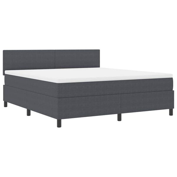 vidaXL Boxspringbett Dunkelgrau und Wei&szlig; 203 x 180 x 88 cm Cordstoff