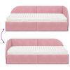 vidaXL Eckbettgestell mit Matratze mit Kopfteil 2 pcs Rosa Samt