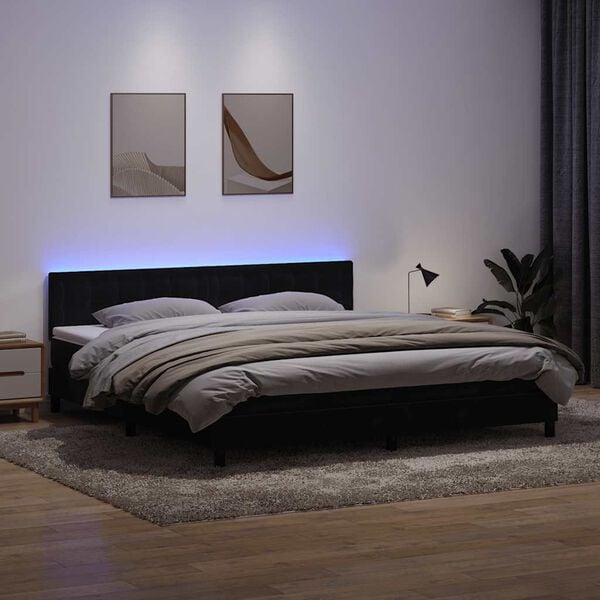 vidaXL Boxspringbett mit Matratze & LED Schwarz 200x210 cm Samt