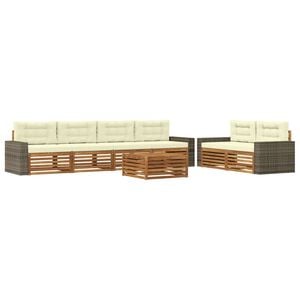 vidaXL Outdoor-Sofagarnitur 7 stk. Natur und Creme Polyester