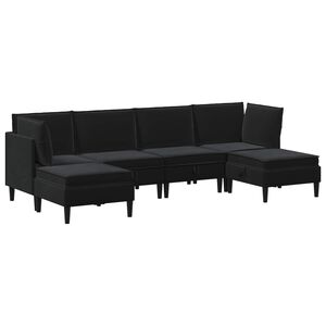 vidaXL Wohnzimmergarnitur mit Kissen mit Speicher 6 pcs Schwarz Samt