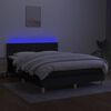 vidaXL Boxspringbett mit Matratze & LED Schwarz 140x200 cm Stoff