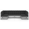 vidaXL 6-tlg. Garten-Lounge-Set mit Kissen Grau Massivholz Kiefer