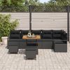 vidaXL Garten-Sofa-Set mit Kissen 9 pcs Schwarz Poly Rattan