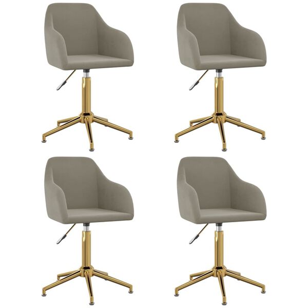 vidaXL Esszimmerst&uuml;hle 4 Stk. Drehbar Hellgrau Samt