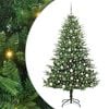 vidaXL K&uuml;nstlicher vorbeleuchteter Weihnachtsbaum mit Kugelset Gr&uuml;n