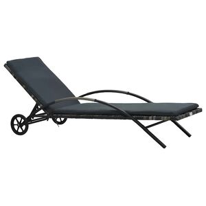 vidaXL Sonnenliege mit Kissen und R&auml;dern Poly Rattan Anthrazit