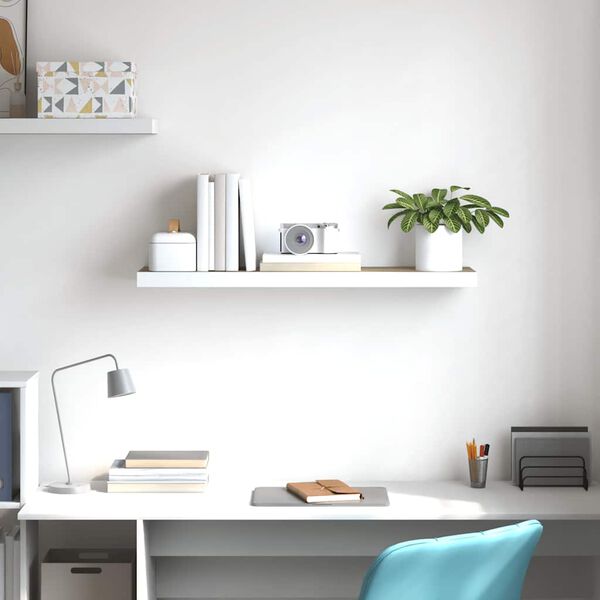 vidaXL Schweberegal Eichen-Optik und Weiß 80x23,5x3,8 cm MDF