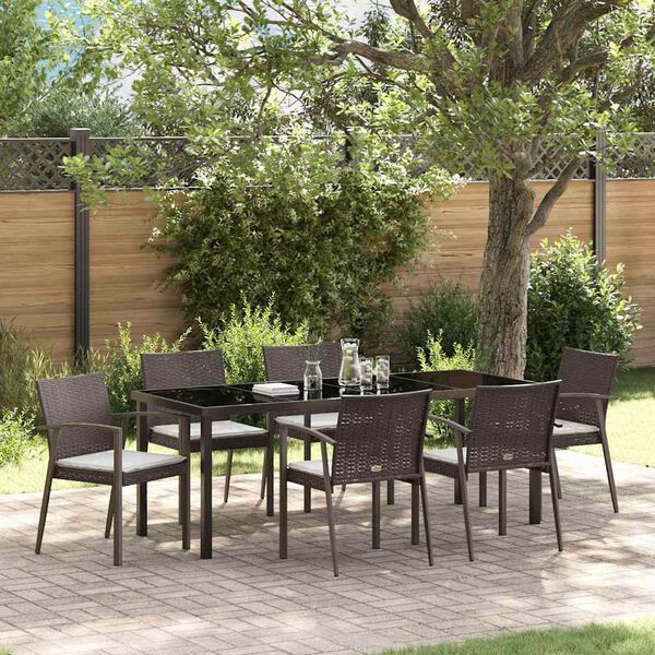 vidaXL Garten Essgruppe 7 pcs Braun und Schwarz PE-Rattan
