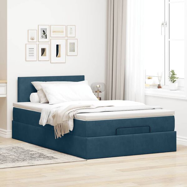 vidaXL Ottoman-Bett mit Matratze Dunkelblau 120x200 cm Samt