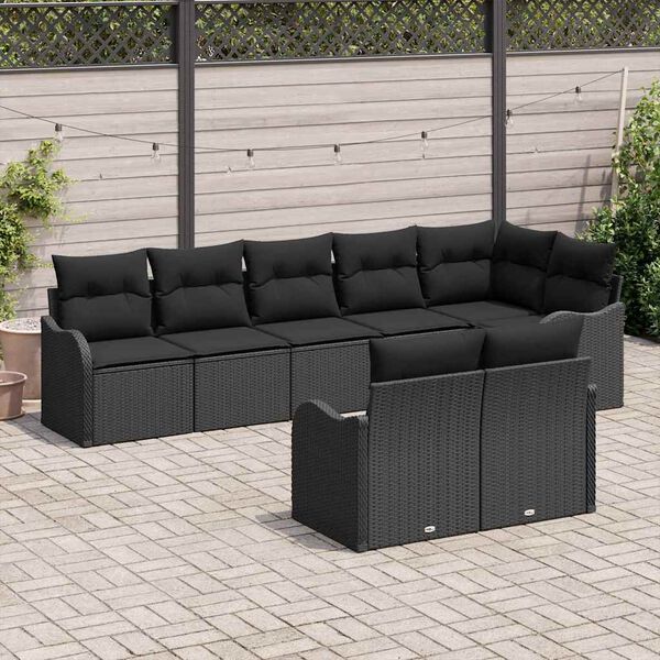 vidaXL Gartensofa-set 8 pcs Schwarz Poly-Rattan