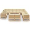 vidaXL 13-tlg. Garten-Lounge-Set mit Kissen Honigbraun Massivholz