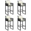 vidaXL 5-tlg. Gartenbar-Set mit Kissen Schwarz Poly Rattan Akazie