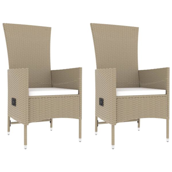 vidaXL 3-tlg. Garten-Lounge-Set Beige Poly Rattan & Stahl