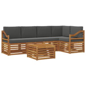 vidaXL Ecksofa Set 6 pcs Natur und Anthrazit Massivholz Akazie