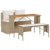 vidaXL 3-tlg. Garten-Essgruppe mit Kissen Beige Poly Rattan