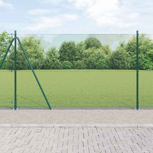 vidaXL Zaunpfosten Gr&uuml;n 10 x 1,5 m (12 x 12 mm Maschenweite) Stahl