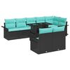 vidaXL Gartensofa-set mit Kissen 9 pcs Schwarz Poly-Rattan
