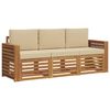 vidaXL Sofagarnituren 3 Stk. Natur und Beige Massivholz Akazie