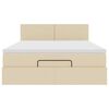 vidaXL Ottomane Bett mit Matratze & LEDs Creme 140x190 cm Stoff