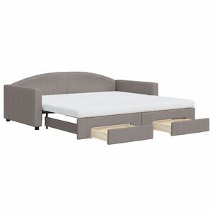 vidaXL Tagesbett Ausziehbar mit Schubladen Taupe 100x200 cm Stoff
