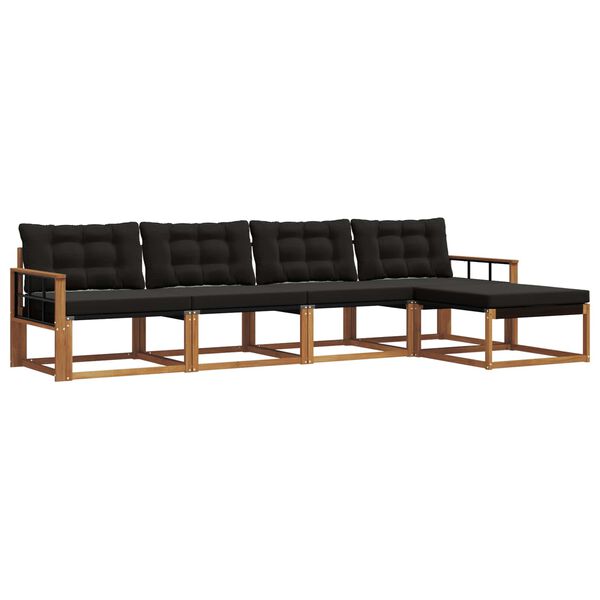 vidaXL Outdoor-Sofagarnitur mit Kissen 5 pcs Nat&uuml;rlich und Schwarz