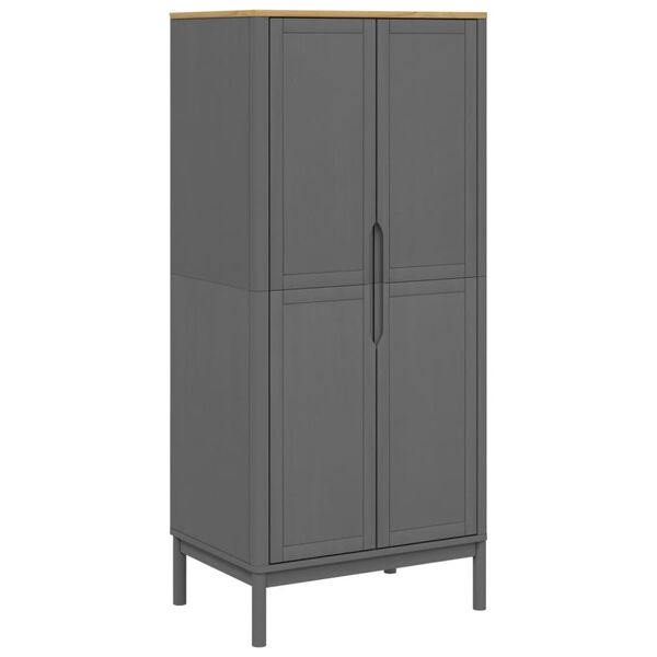 vidaXL Kleiderschrank FLORO Grau 77x53x171 cm Massivholz Kiefer