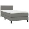 vidaXL Boxspringbett mit Matratze & LED Dunkelgrau 90x200 cm Stoff