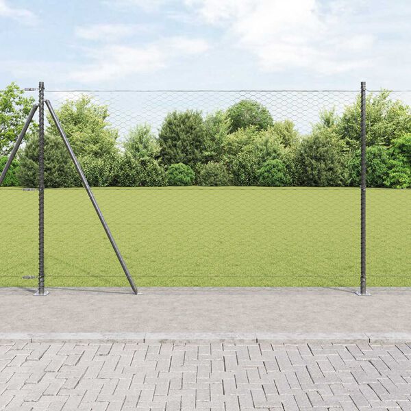vidaXL Zaunpfosten Grau 10 x 1,5 m (36 mm Netz) Stahl und PVC