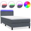 vidaXL Boxspringbett mit Matratze & LED Dunkelgrau 100x210 cm Samt