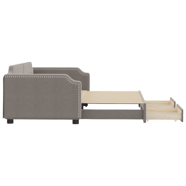 vidaXL Tagesbett Ausziehbar mit Schubladen Taupe 100x200 cm Stoff