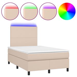 vidaXL Boxspringbett mit Matratze & LED Cappuccino-Braun 120x190 cm