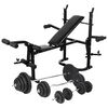 vidaXL Hantelbank mit Ablage, Langhantel und Kurzhantel-Set 120 kg