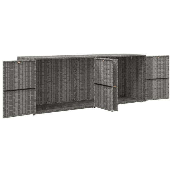 vidaXL Gartenschrank Grau 198x55,5x80 cm Poly Rattan