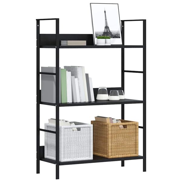 vidaXL B&uuml;cherregal 3 Regalb&ouml;den Schwarz 60&times;27,6&times;90,5 cm Holzwerkstoff