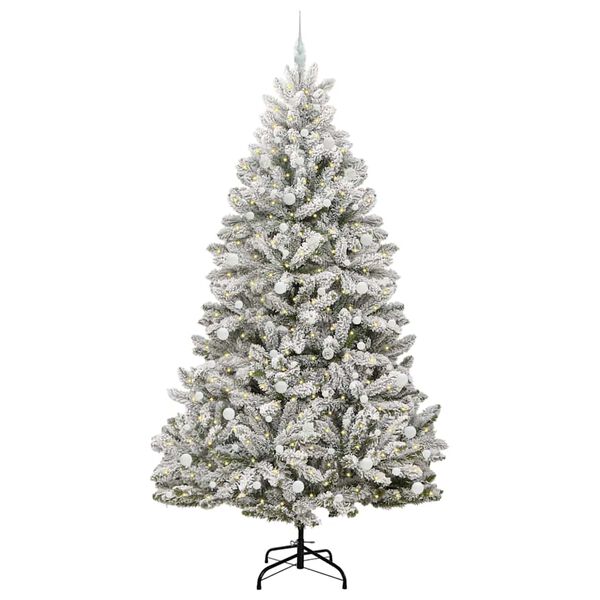 vidaXL K&uuml;nstlicher Weihnachtsbaum Gr&uuml;n und Wei&szlig; 240 cm PVC und Metall